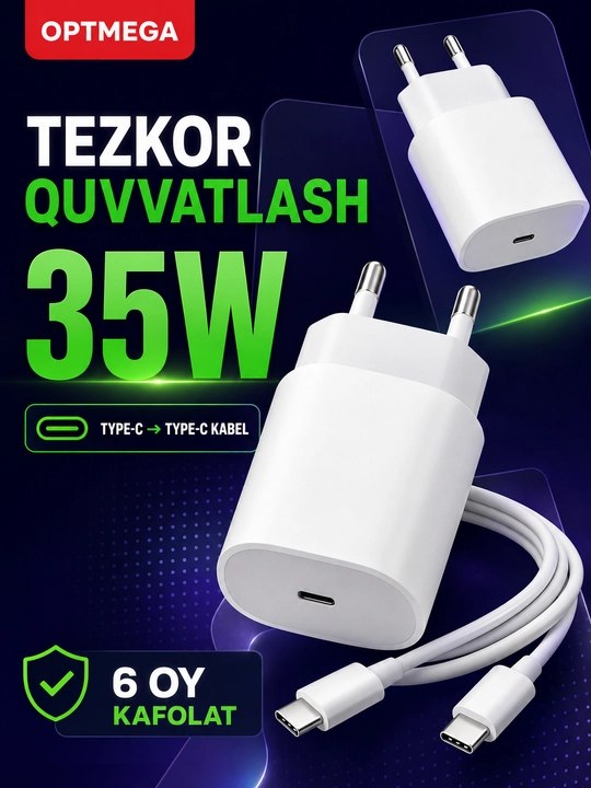 Apple - xavfsiz, tez, zaryadlashni ta'minlovchi iPhone adapteri - 