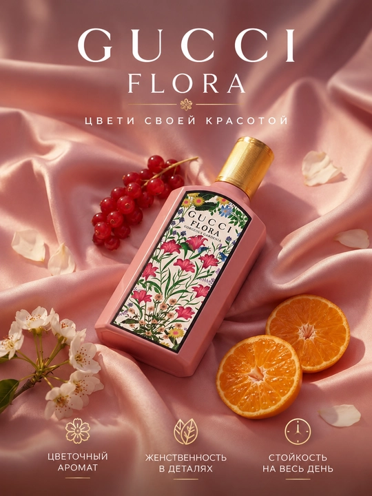 Gucci Flora Gorgeous Gardenia — nok, gardeniya, yasmin va pachuli notalariga ega ayollar atiri - 