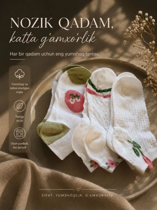 Ayollar uchun kuzgi paypoqlar, Rang barang, 3 dona - 