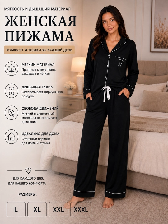 Женская пижама двойка, домашний костюм, мягкая ткань, дышащая, L-XXXL - 