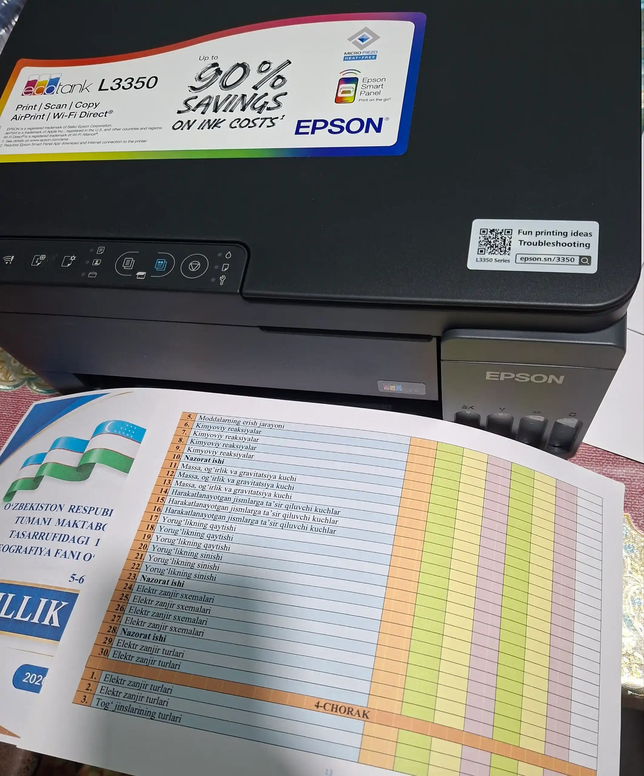 MFU Epson EcoTank L3350 (Printer / Skaner / Nusxalash), rangli, A4, Wi-Fi, USB