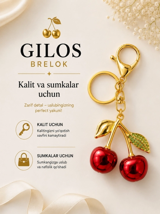 Gilos brelok – kalit va sumka uchun nafis, zamonaviy aksessuar - 
