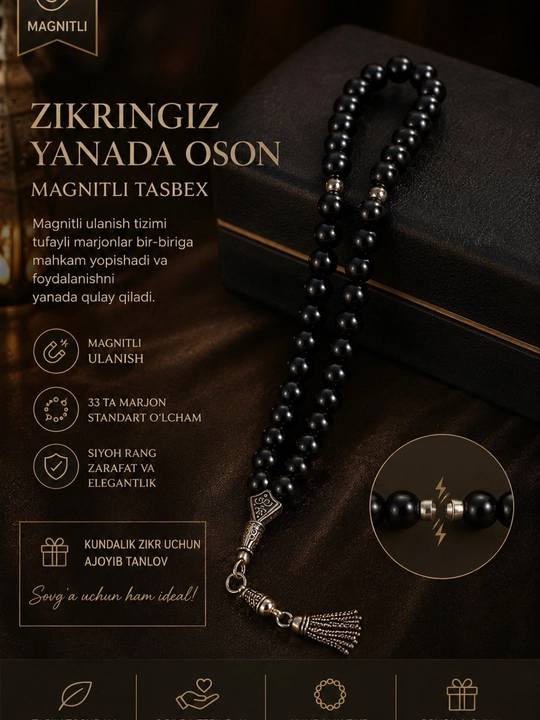 Tasbehlar 33 dona munchoqlar tasbehlar, zikr uchun tasbehlar, sovg‘a uchun tasbehlar - 