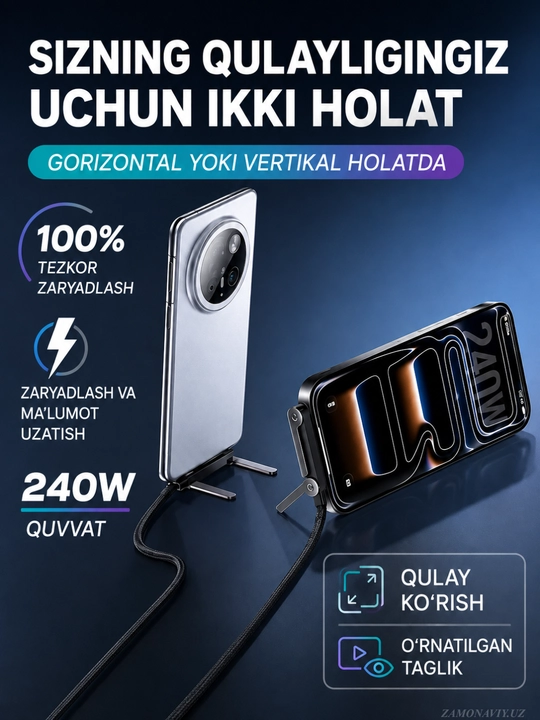 Кабель Type-C для зарядки  (iPhone, Samsung, ), провод для быстрой зарядки , 240W, 1.5 м