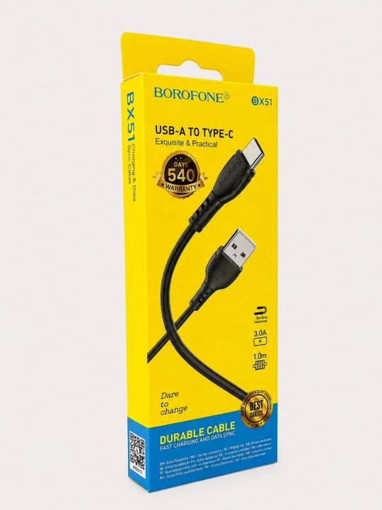 Micro USB, Lightning, Type-C, 1 m, tez zaryadlash va ma’lumot uzatish