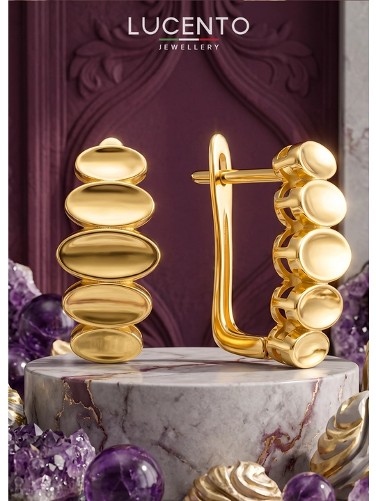 Стильные золотые женские серьги LUCENTO JEWELLERY из золота 585 пробы - 