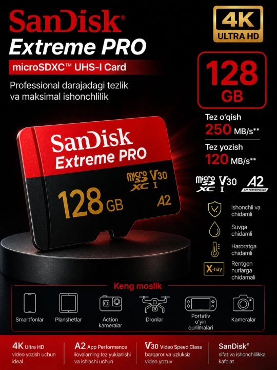 Карта памяти SanDisk Extreme PRO microSDXC 250MB/s
