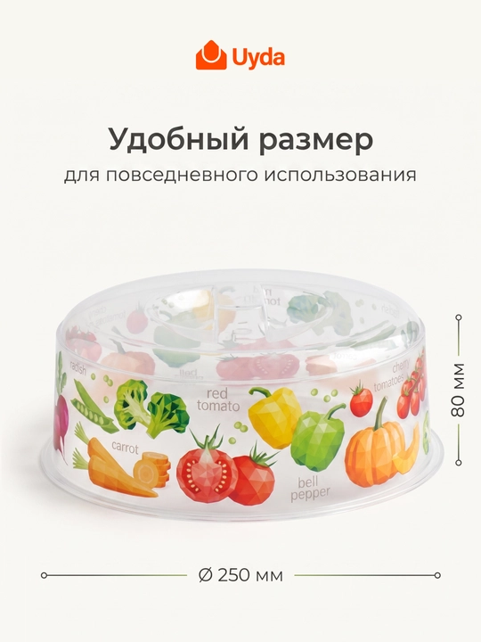 Крышка для микроволновки СВЧ, холодильника 25см, пластиковая IDILAND