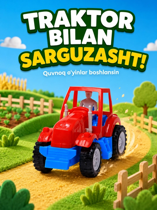Игрушечный трактор для детей, пластиковая машинка 15×9×11 см, 3+