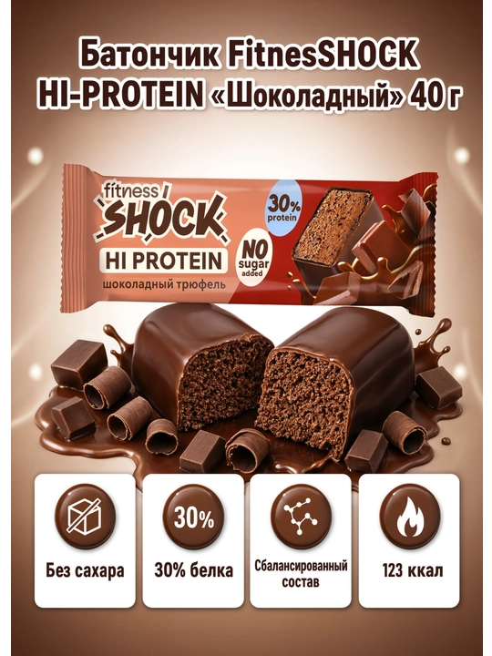Батончик FitnesSHOCK "Шоколадный" 40 - 