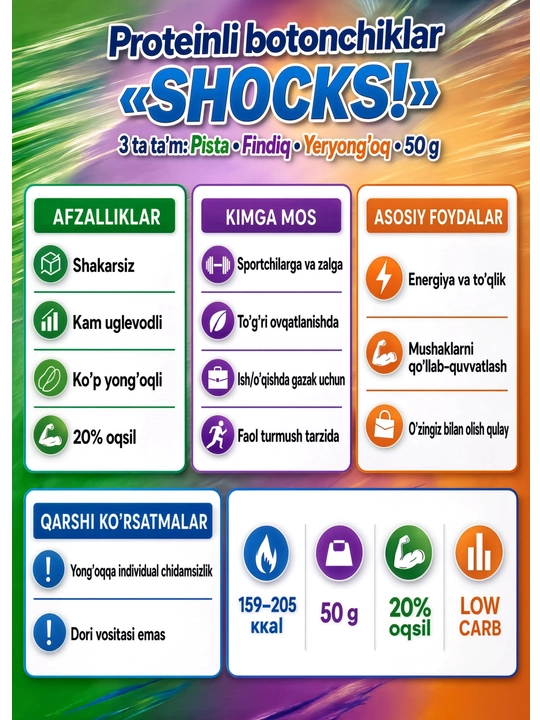 Батончик SHOCKS! «Фисташка» 50 г