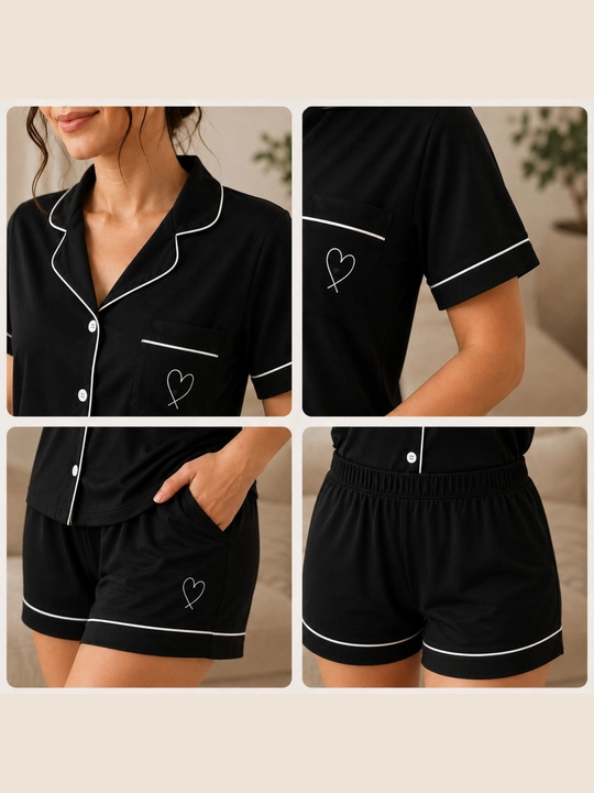 Ayollar pijamasi dvoyka, uy kiyimi, XB mato, tugmachali, shortik, L-XXXL
