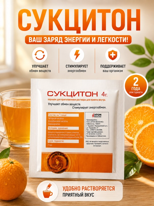 Suktsiton 4 g, ichish uchun kukun, 20 dona sachet - 