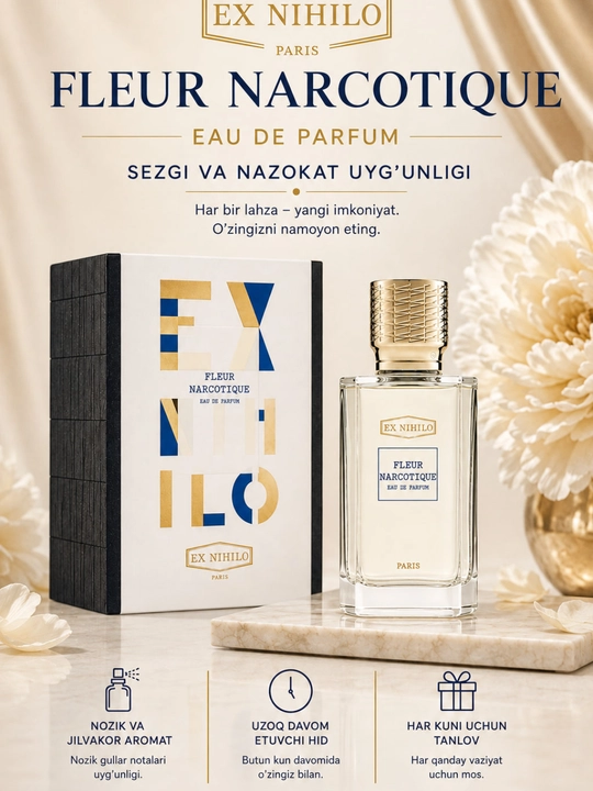 Uniseks parfyumeriya suvi Ex Nihilo Fleur Narcotique gul-meva ifori - 