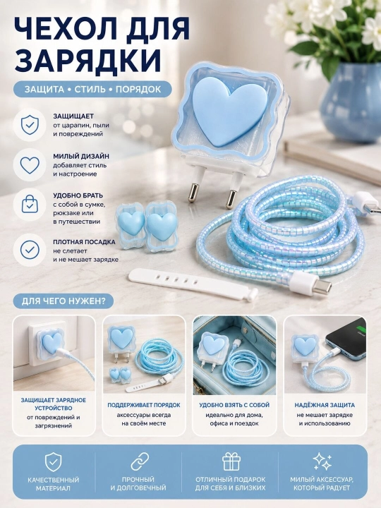 Quvvatlash moslamasi va kabel uchun g‘ilof,Zaryadchik uchun g'ilof,chexol, aryadchik kabel - 