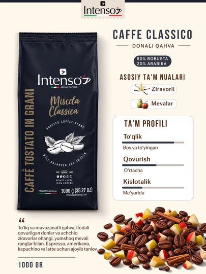 Intenso Caffè Classico donali kofe 80% robusta - 20% arabika 1 kg