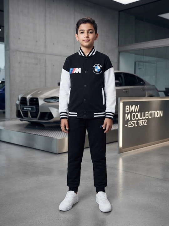 Bolalar uchun BMW uslubidagi sport kostum va bomber kiyimi kuzgi va bahorgi mavsumiy kiyim - 