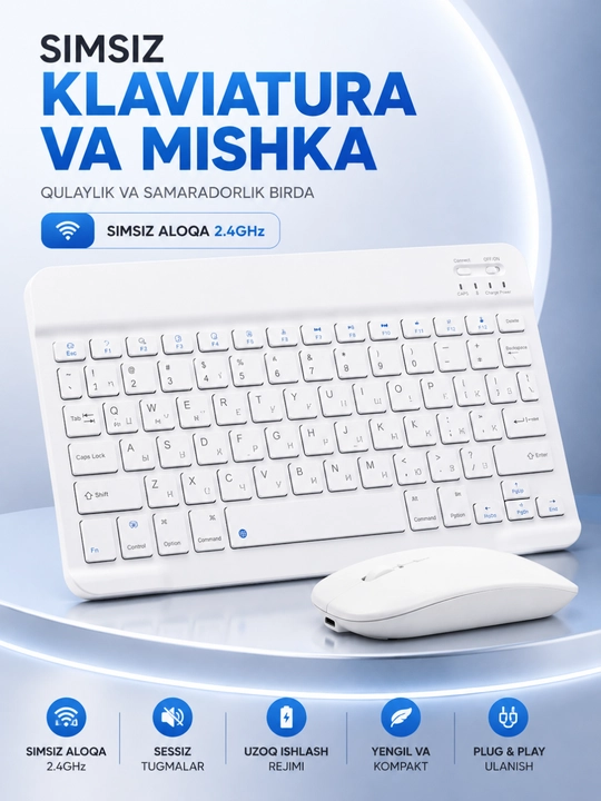 Беспроводной комплект клавиатуры и мыши 2.4GHz USB Wireless Keyboard & Mouse Combo - 