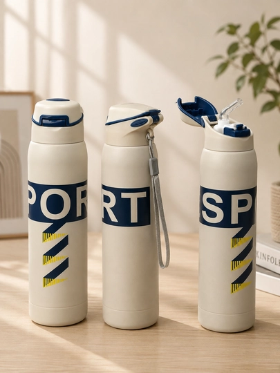 SPORT 500 ml termos, bolalar va kattalar uchun mo‘ljallangan, naychali va qulay tasmali - 