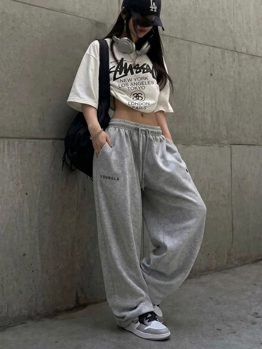 Ayollar uchun keng sport shalvari (Oversize), kundalik va sport uchun - 