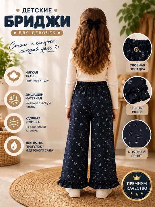 Детские бриджи для девочек с рюшами