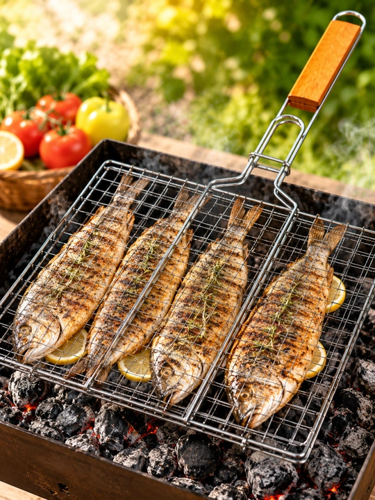 Решётка для мангала, 24×34 см, для мяса, рыбы, курицы и овощей, гриль-сетка