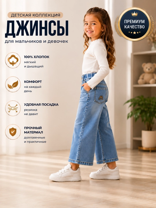 Qizlar uchun keng bichimli bolalar jinsi shimi - 