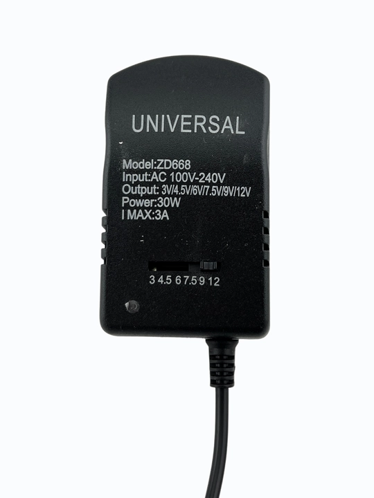 3-12 V, 3A kuchlanishli universal ta’minot bloki, almashtiriladigan shtekerlar to‘plamiga ega adapter