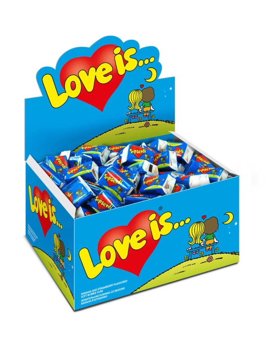 Love Is... Banana Strawberry saqichi, banan va qulupnay ta'mli, 4,2 g × 100 dona - 