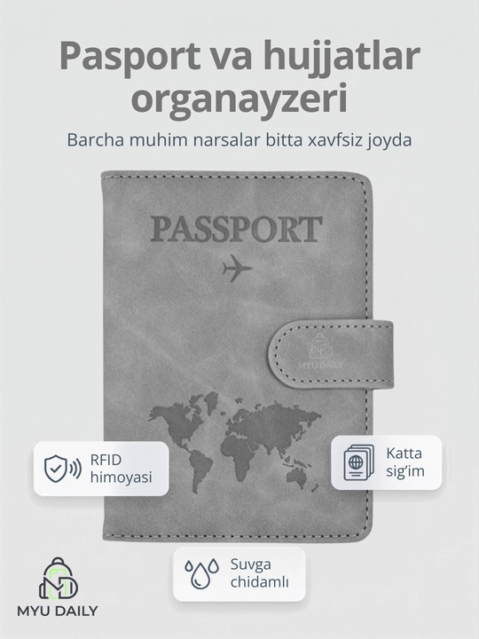 Eco-charm pasport qoplamasi — kartalar va dokumentlar uchun multifunksiyali chexol - 