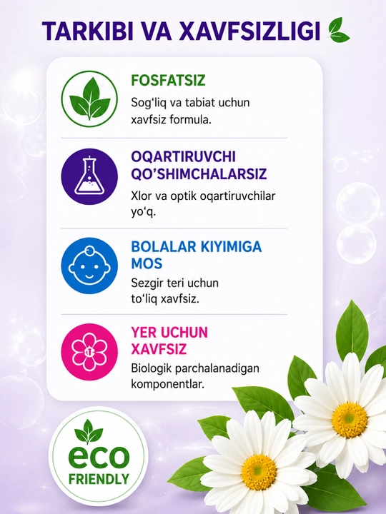 ERSAG rangli kiyimlar uchun kir yuvish kukuni, 1000 g, konsentrat, fosfatsiz poroshok