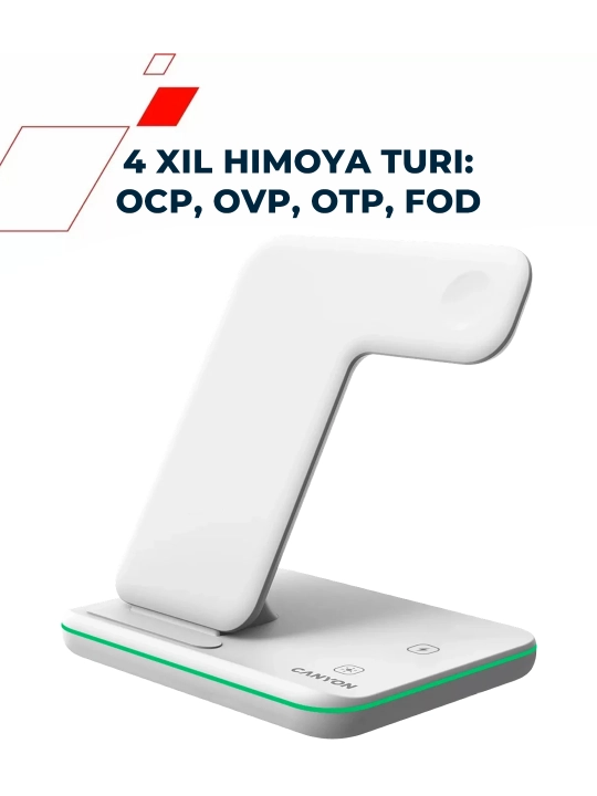Telefon, quloqlik va soat uchun 3 tasi 1 da simsiz quvvatlash stansiyasi
