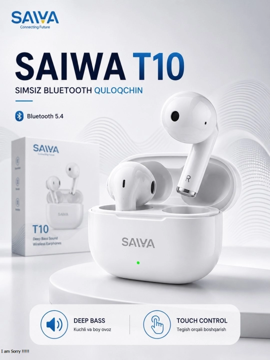 SAIWA T10 T08 беспроводные Bluetooth наушники, Deep Bass, Touch Control, HD-звонки