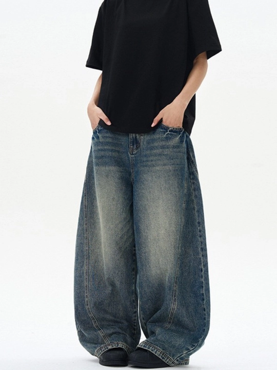 Ayollar va erkaklar uchun Y2K jinsi shimlar, buggy, unisex, oversize