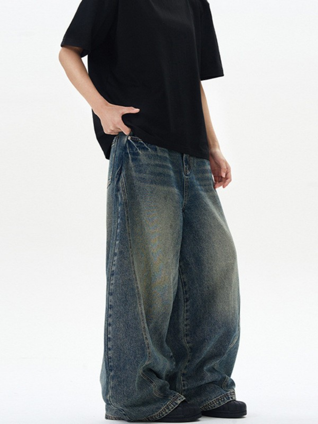 Ayollar va erkaklar uchun Y2K jinsi shimlar, buggy, unisex, oversize