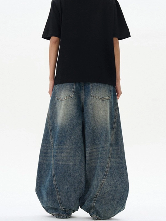 Ayollar va erkaklar uchun Y2K jinsi shimlar, buggy, unisex, oversize