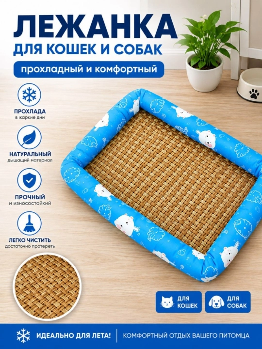 Mushuk va kichik itlar uchun yotoq-kogtetochka 50×40 sm, yumshoq bortli