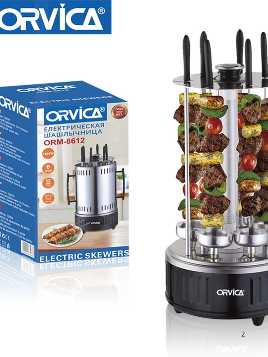 ORVICA ORМ-8612 elektr shashlik pishirgich, 1000 Vt, 6 ta sixli - 