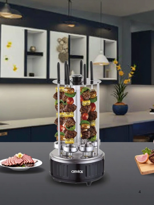 ORVICA ORМ-8612 elektr shashlik pishirgich, 1000 Vt, 6 ta sixli