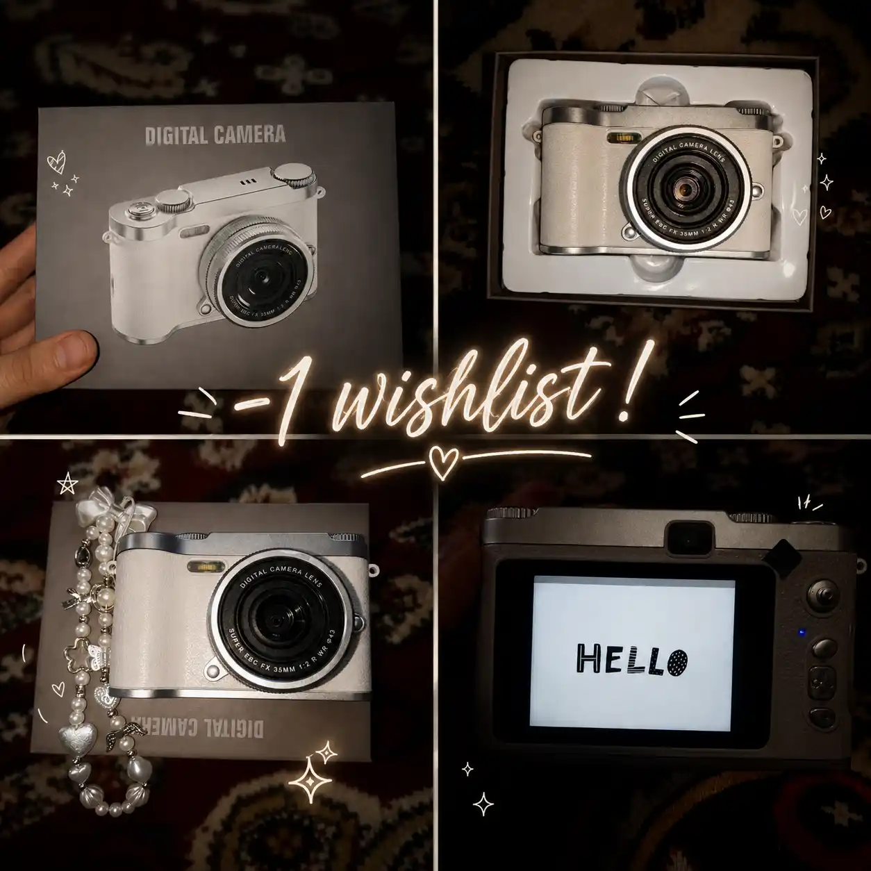 Raqamli retro fotoapparat, ixcham kamera, 512 GB xotira kartasi bilan