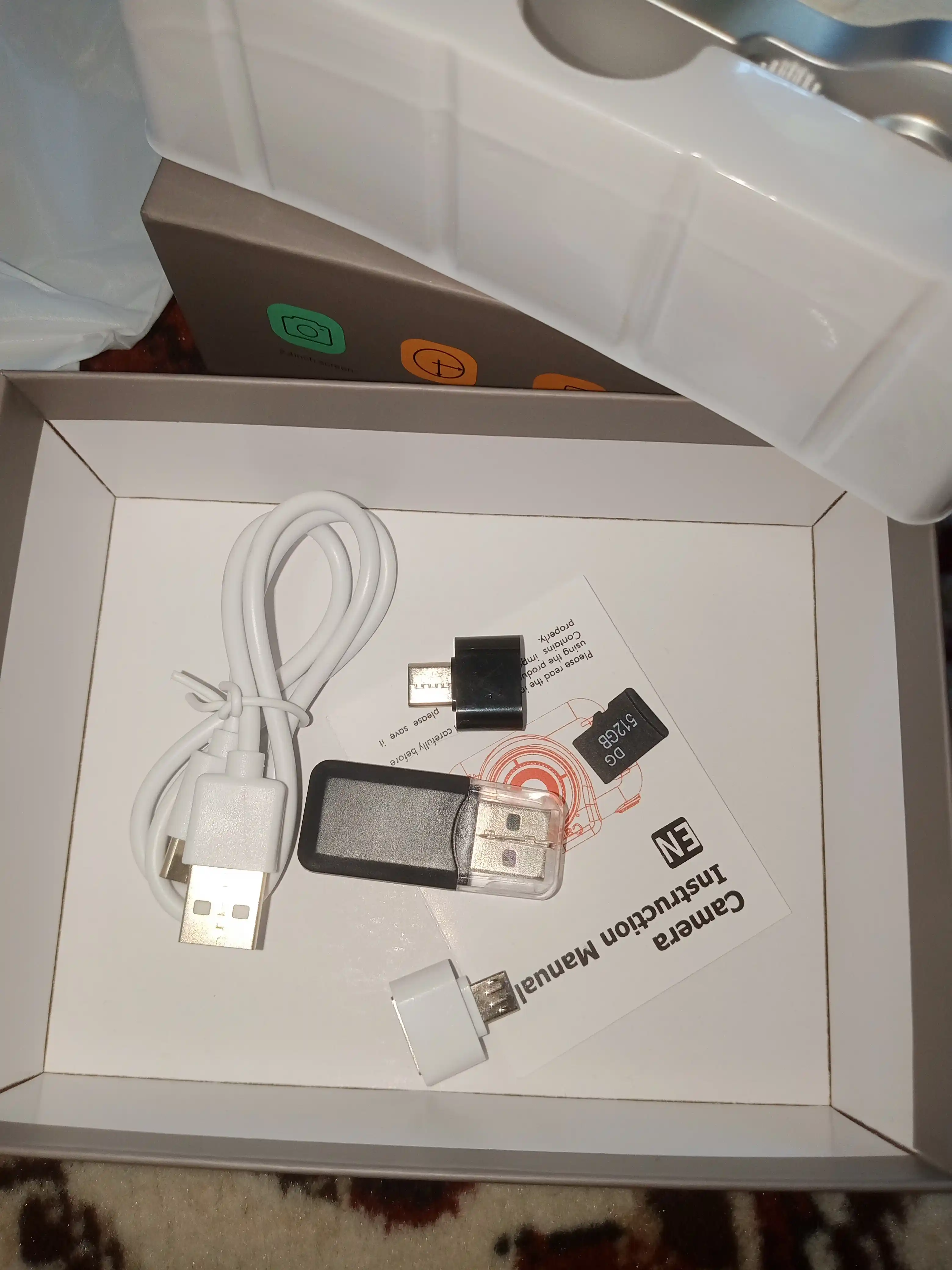 Raqamli retro fotoapparat, ixcham kamera, 512 GB xotira kartasi bilan