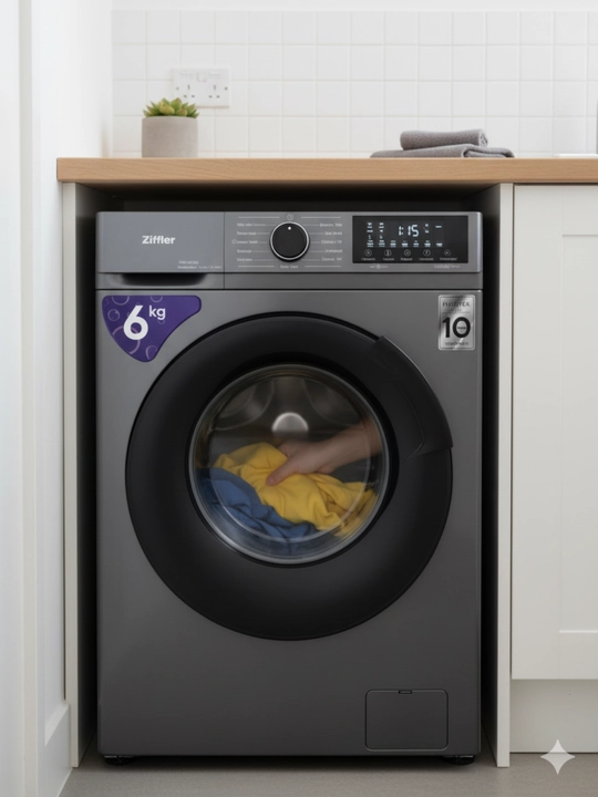 Ziffler BWMC-6J2W kir yuvish mashinasi 6 kg, BLDC Inverter, Steam Wash, 1200 ayl/min