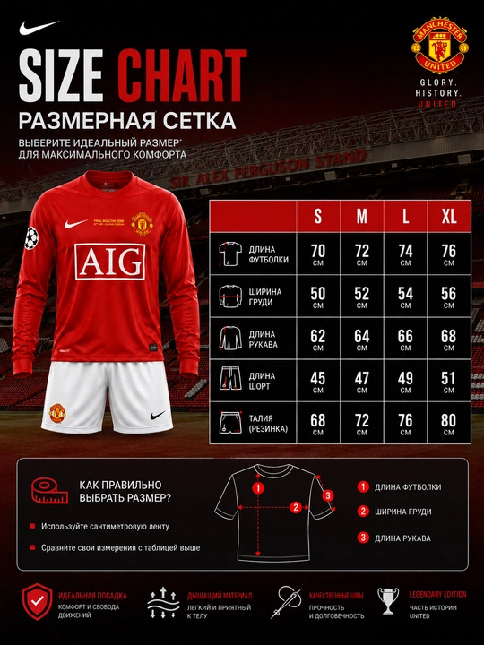 Футбольная форма, форма Manchester United, ретро футбольная форма