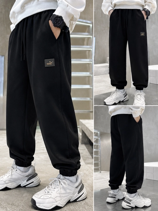 Bollar sport shim, qora rang jogger shim, BOLALARlar kundalik shim, keng shim, sport kiyim