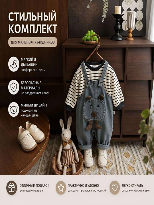 O'g'il va qiz bolalar uchun baxor va kuz mavsumiga mo'ljallangan kiyimlar to'plami