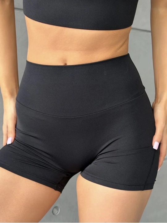 Ayollar sport shortigi, sport uchun, cho‘ntakli, push-up effekti bilan, tortuvchi