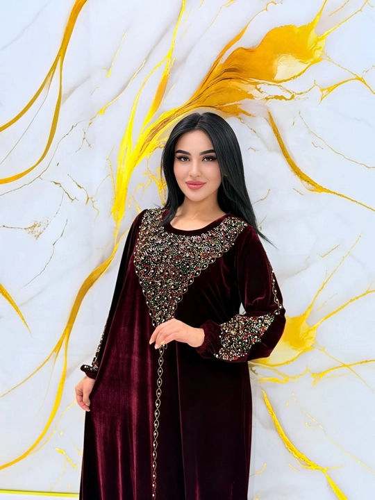 Ayollar uchun oqshom libosi, to‘y va bayram uchun ko‘ylak, bambuk va naturalka mato, 44–60 - 