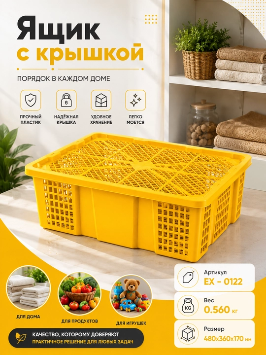 Qopqoqli plastik yashik - 