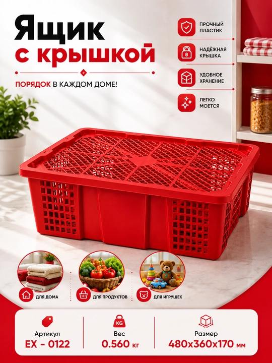 Qopqoqli plastik yashik - 