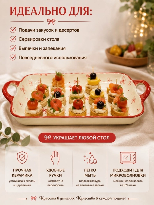 Керамическая форма с ручками, 1,5 л — для супа, салатов и различных блюд